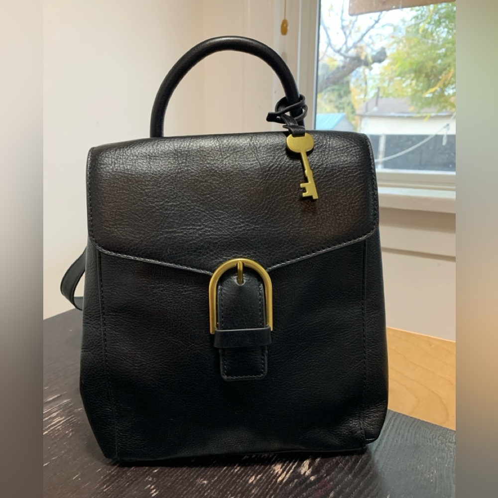 Fossil Black Leather Backpack